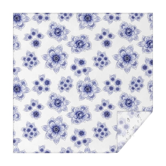 Pioneer Flower Floral Print Pattern Square Tablecloth, Waterproof Wipeable Spillproof Washable Table Cover for Home Kitchen Party Decor, 42"x42"