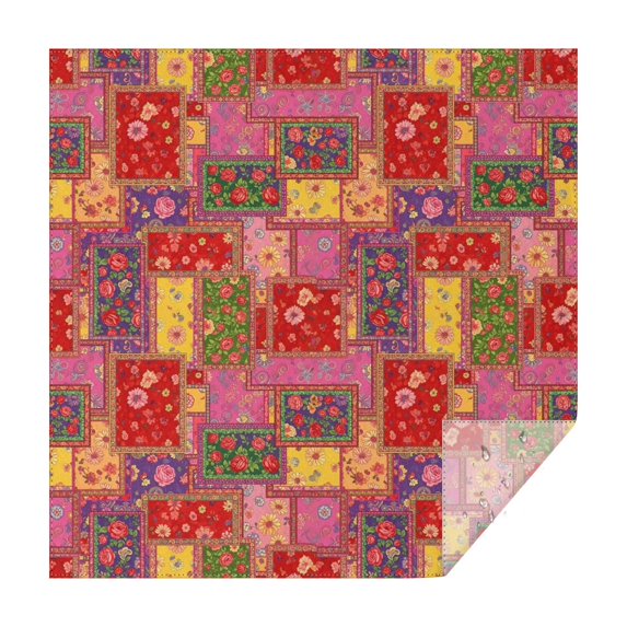 Pioneer Flower Floral Print Pattern Square Tablecloth, Waterproof Wipeable Spillproof Washable Table Cover for Home Kitchen Party Decor, 42"x42"