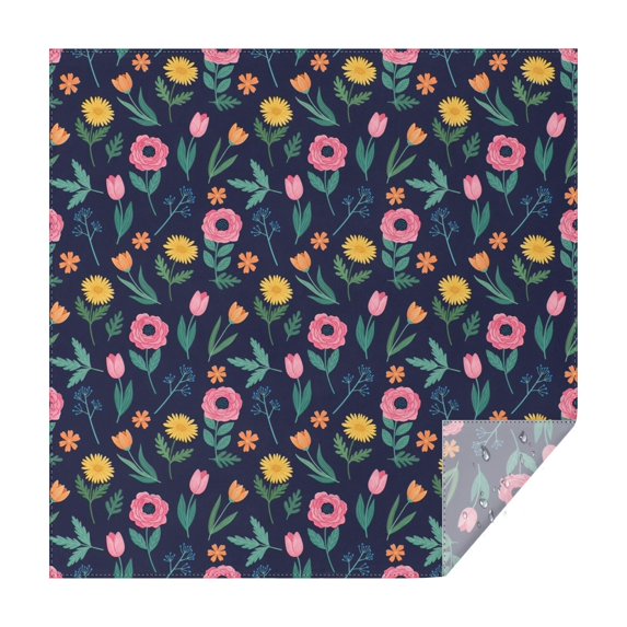 Pioneer Flower Floral Print Pattern Square Tablecloth, Waterproof Wipeable Spillproof Washable Table Cover for Home Kitchen Party Decor, 42"x42"