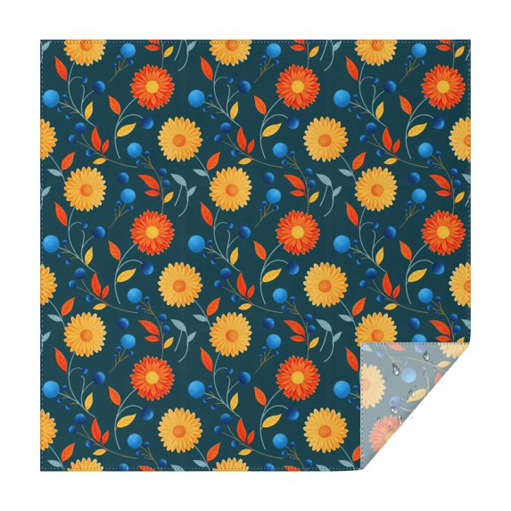 Pioneer Flower Floral Print Pattern Square Tablecloth, Waterproof Wipeable Spillproof Washable Table Cover for Home Kitchen Party Decor, 42"x42"