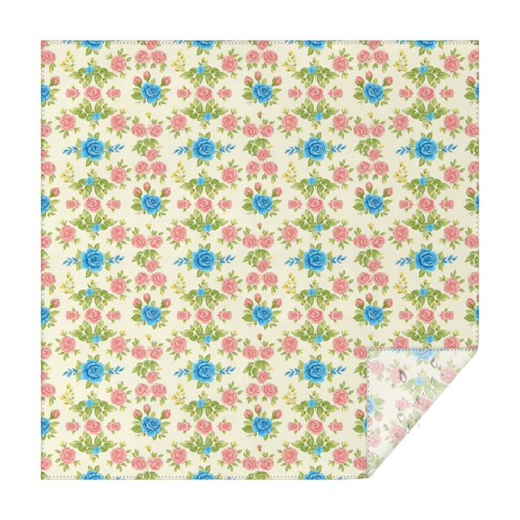 Pioneer Flower Floral Print Pattern Square Tablecloth, Waterproof Wipeable Spillproof Washable Table Cover for Home Kitchen Party Decor, 42"x42"