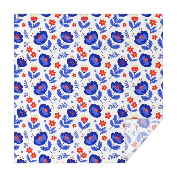 Pioneer Flower Floral Print Pattern Square Tablecloth, Waterproof Wipeable Spillproof Washable Table Cover for Home Kitchen Party Decor, 42"x42"