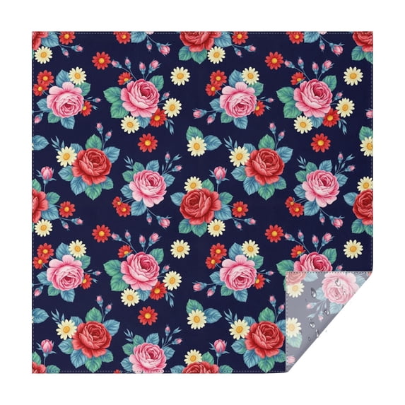 Pioneer Flower Floral Print Pattern Square Tablecloth, Waterproof Wipeable Spillproof Washable Table Cover for Home Kitchen Party Decor, 42"x42"
