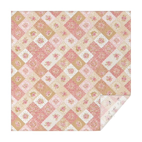 Pioneer Flower Floral Print Pattern Square Tablecloth, Waterproof Wipeable Spillproof Washable Table Cover for Home Kitchen Party Decor, 42"x42"