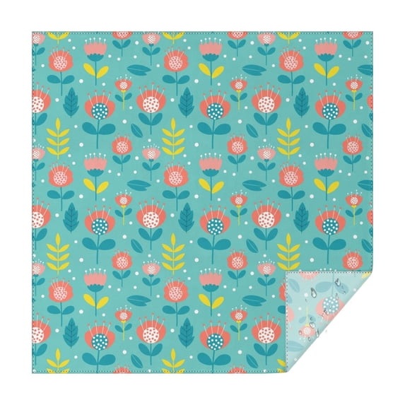 Pioneer Flower Floral Print Pattern Square Tablecloth, Waterproof Wipeable Spillproof Washable Table Cover for Home Kitchen Party Decor, 42"x42"