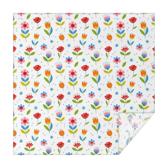 Pioneer Flower Floral Print Pattern Square Tablecloth, Waterproof Wipeable Spillproof Washable Table Cover for Home Kitchen Party Decor, 42"x42"