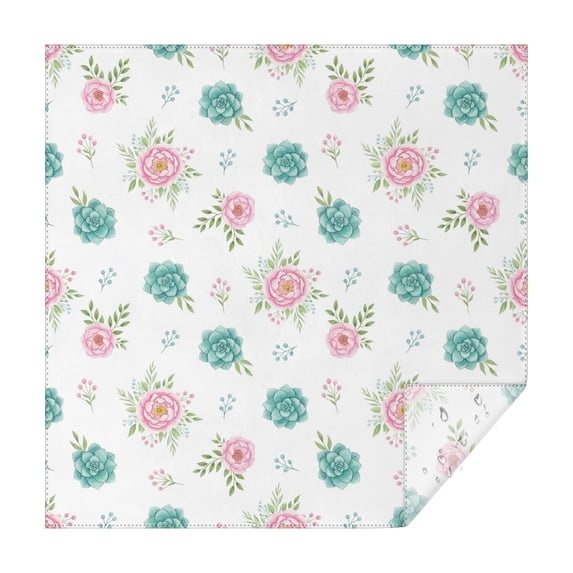 Pioneer Flower Floral Print Pattern Square Tablecloth, Waterproof Wipeable Spillproof Washable Table Cover for Home Kitchen Party Decor, 42"x42"