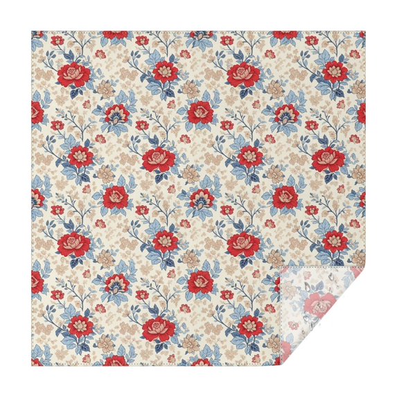 Pioneer Flower Floral Print Pattern Square Tablecloth, Waterproof Wipeable Spillproof Washable Table Cover for Home Kitchen Party Decor, 42"x42"