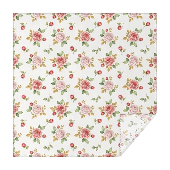 Pioneer Flower Floral Print Pattern Square Tablecloth, Waterproof Wipeable Spillproof Washable Table Cover for Home Kitchen Party Decor, 42"x42"