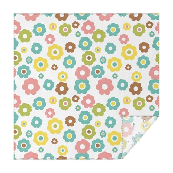 Pioneer Flower Floral Print Pattern Square Tablecloth, Waterproof Wipeable Spillproof Washable Table Cover for Home Kitchen Party Decor, 42"x42"