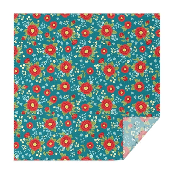 Pioneer Flower Floral Print Pattern Square Tablecloth, Waterproof Wipeable Spillproof Washable Table Cover for Home Kitchen Party Decor, 52"x52"