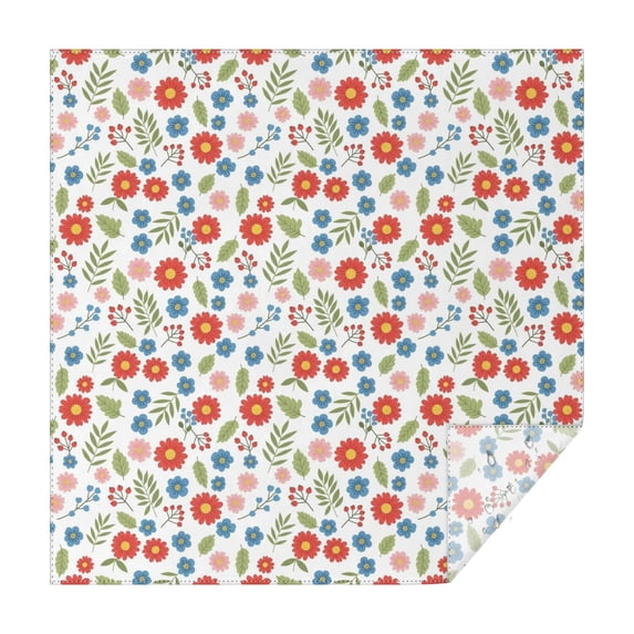 Pioneer Flower Floral Print Pattern Square Tablecloth, Waterproof Wipeable Spillproof Washable Table Cover for Home Kitchen Party Decor, 52"x52"