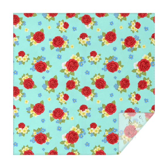 Pioneer Flower Floral Print Pattern Square Tablecloth, Waterproof Wipeable Spillproof Washable Table Cover for Home Kitchen Party Decor, 52"x52"