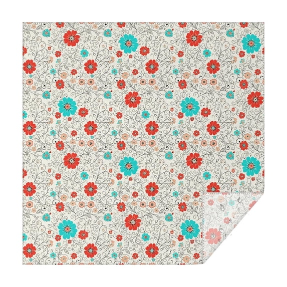 Pioneer Flower Floral Print Pattern Square Tablecloth, Waterproof Wipeable Spillproof Washable Table Cover for Home Kitchen Party Decor, 52"x52"