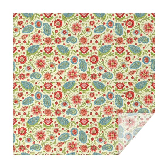 Pioneer Flower Floral Print Pattern Square Tablecloth, Waterproof Wipeable Spillproof Washable Table Cover for Home Kitchen Party Decor, 52"x52"