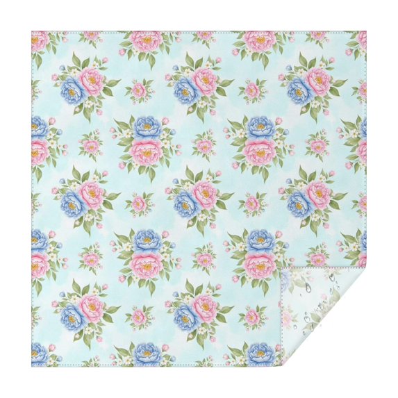 Pioneer Flower Floral Print Pattern Square Tablecloth, Waterproof Wipeable Spillproof Washable Table Cover for Home Kitchen Party Decor, 52"x52"