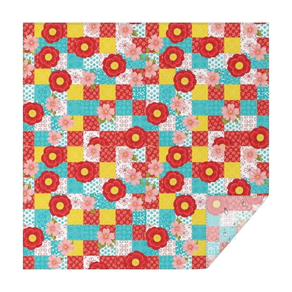 Pioneer Flower Floral Print Pattern Square Tablecloth, Waterproof Wipeable Spillproof Washable Table Cover for Home Kitchen Party Decor, 52"x52"