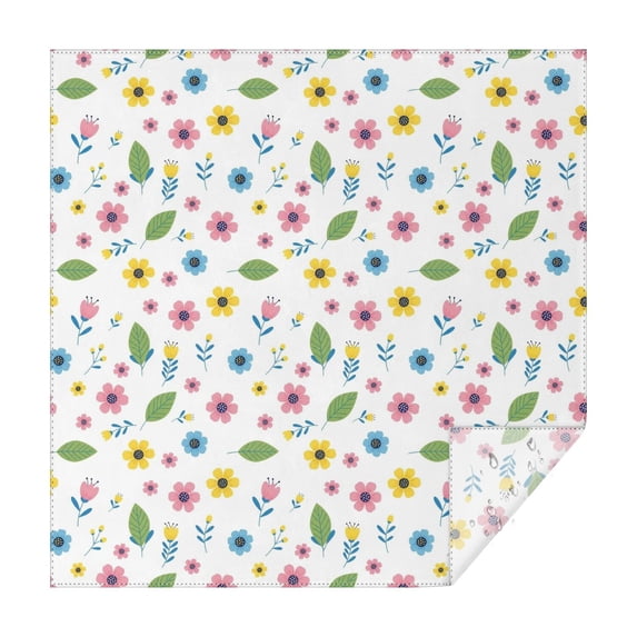 Pioneer Flower Floral Print Pattern Square Tablecloth, Waterproof Wipeable Spillproof Washable Table Cover for Home Kitchen Party Decor, 52"x52"