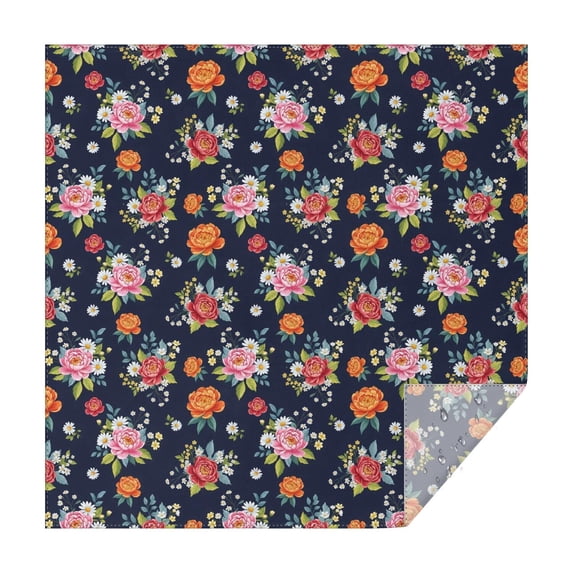 Pioneer Flower Floral Print Pattern Square Tablecloth, Waterproof Wipeable Spillproof Washable Table Cover for Home Kitchen Party Decor, 52"x52"