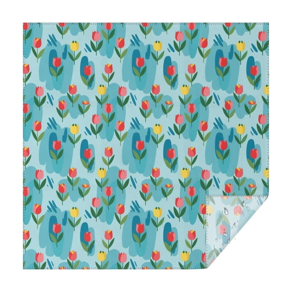 Pioneer Flower Floral Print Pattern Square Tablecloth, Waterproof Wipeable Spillproof Washable Table Cover for Home Kitchen Party Decor, 52"x52"