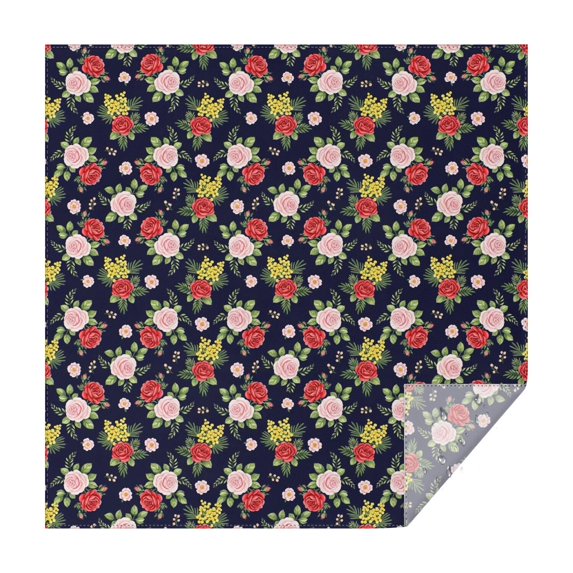Pioneer Flower Floral Print Pattern Square Tablecloth, Waterproof Wipeable Spillproof Washable Table Cover for Home Kitchen Party Decor, 52"x52"