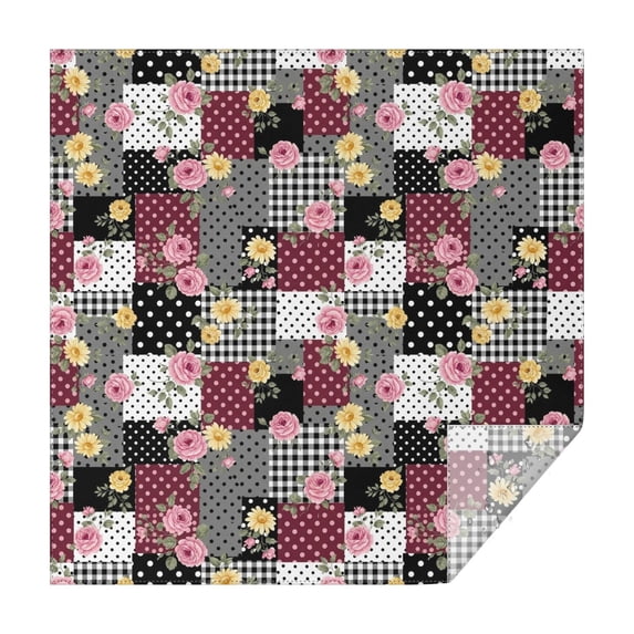 Pioneer Flower Floral Print Pattern Square Tablecloth, Waterproof Wipeable Spillproof Washable Table Cover for Home Kitchen Party Decor, 52"x52"