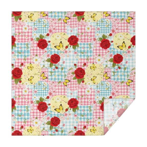 Pioneer Flower Floral Print Pattern Square Tablecloth, Waterproof Wipeable Spillproof Washable Table Cover for Home Kitchen Party Decor, 52"x52"