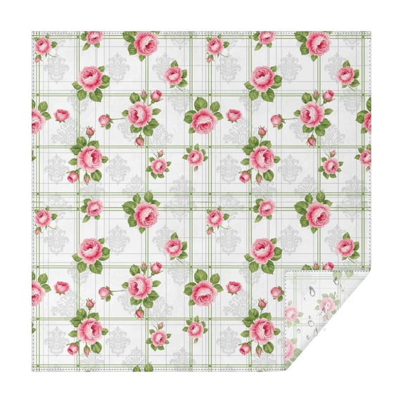 Pioneer Flower Floral Print Pattern Square Tablecloth, Waterproof Wipeable Spillproof Washable Table Cover for Home Kitchen Party Decor, 52"x52"