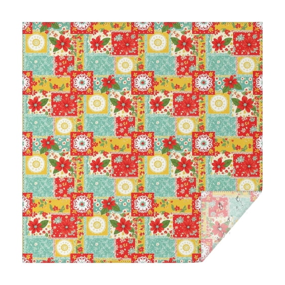 Pioneer Flower Floral Print Pattern Square Tablecloth, Waterproof Wipeable Spillproof Washable Table Cover for Home Kitchen Party Decor, 52"x52"