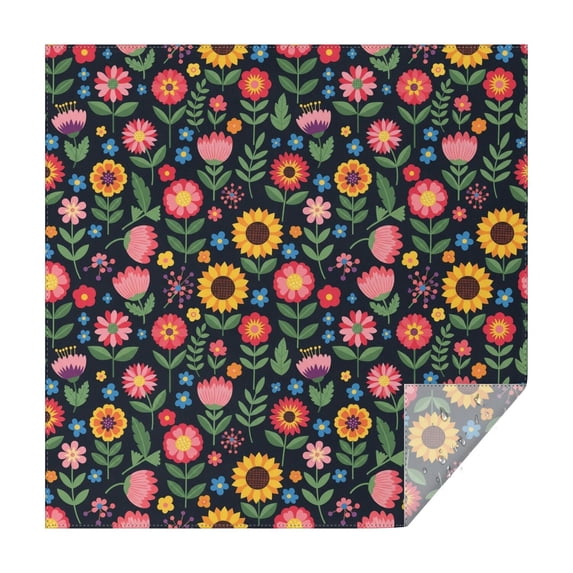 Pioneer Flower Floral Print Pattern Square Tablecloth, Waterproof Wipeable Spillproof Washable Table Cover for Home Kitchen Party Decor, 52"x52"