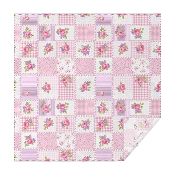 Pioneer Flower Floral Print Pattern Square Tablecloth, Waterproof Wipeable Spillproof Washable Table Cover for Home Kitchen Party Decor, 52"x52"