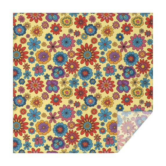 Pioneer Flower Floral Print Pattern Square Tablecloth, Waterproof Wipeable Spillproof Washable Table Cover for Home Kitchen Party Decor, 52"x52"