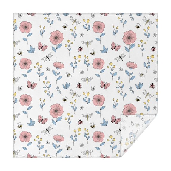 Pioneer Flower Floral Print Pattern Square Tablecloth, Waterproof Wipeable Spillproof Washable Table Cover for Home Kitchen Party Decor, 52"x52"
