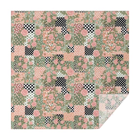 Pioneer Flower Floral Print Pattern Square Tablecloth, Waterproof Wipeable Spillproof Washable Table Cover for Home Kitchen Party Decor, 52"x52"