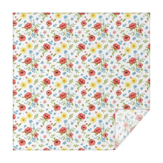 Pioneer Flower Floral Print Pattern Square Tablecloth, Waterproof Wipeable Spillproof Washable Table Cover for Home Kitchen Party Decor, 52"x52"