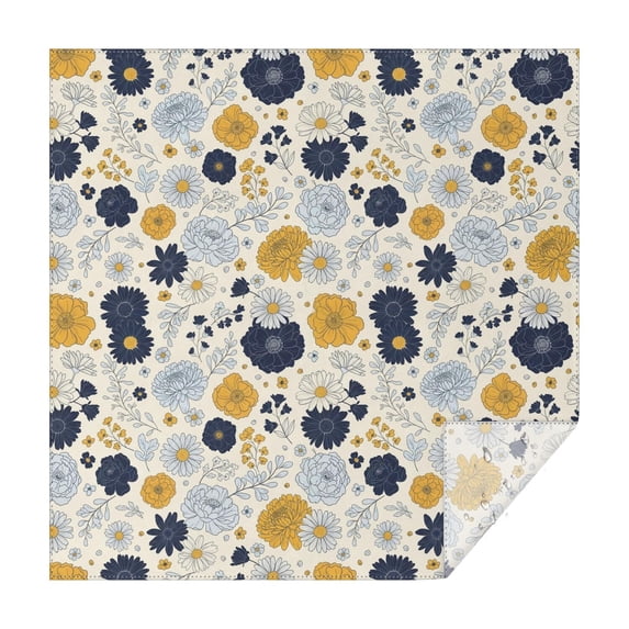 Pioneer Flower Floral Print Pattern Square Tablecloth, Waterproof Wipeable Spillproof Washable Table Cover for Home Kitchen Party Decor, 52"x52"