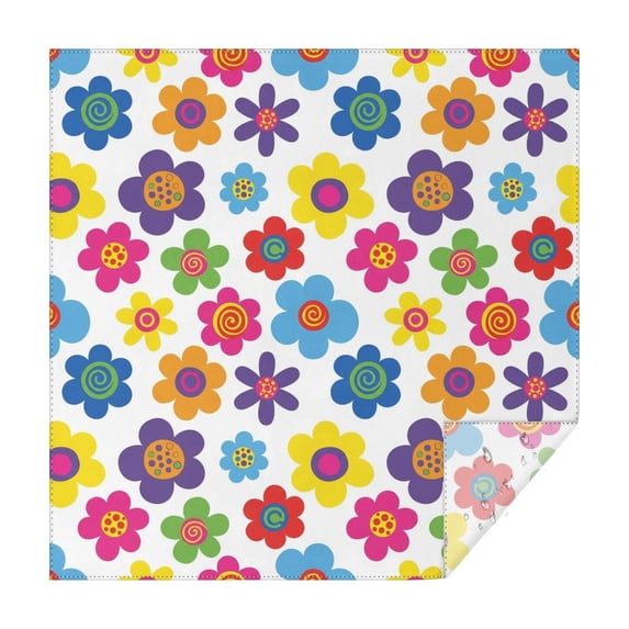 Pioneer Flower Floral Print Pattern Square Tablecloth, Waterproof Wipeable Spillproof Washable Table Cover for Home Kitchen Party Decor, 52"x52"