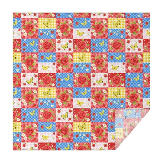 Pioneer Flower Floral Print Pattern Square Tablecloth, Waterproof Wipeable Spillproof Washable Table Cover for Home Kitchen Party Decor, 52"x52"