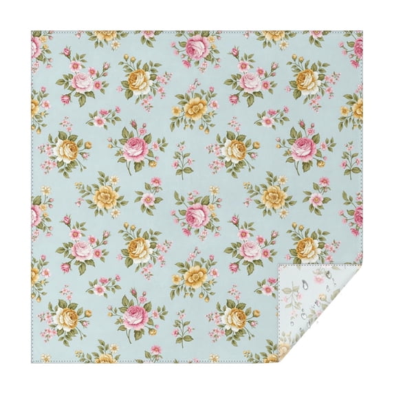 Pioneer Flower Floral Print Pattern Square Tablecloth, Waterproof Wipeable Spillproof Washable Table Cover for Home Kitchen Party Decor, 52"x52"