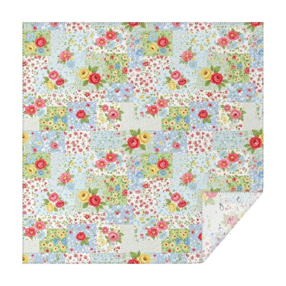 Pioneer Flower Floral Print Pattern Square Tablecloth, Waterproof Wipeable Spillproof Washable Table Cover for Home Kitchen Party Decor, 52"x52"