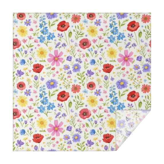 Pioneer Flower Floral Print Pattern Square Tablecloth, Waterproof Wipeable Spillproof Washable Table Cover for Home Kitchen Party Decor, 52"x52"