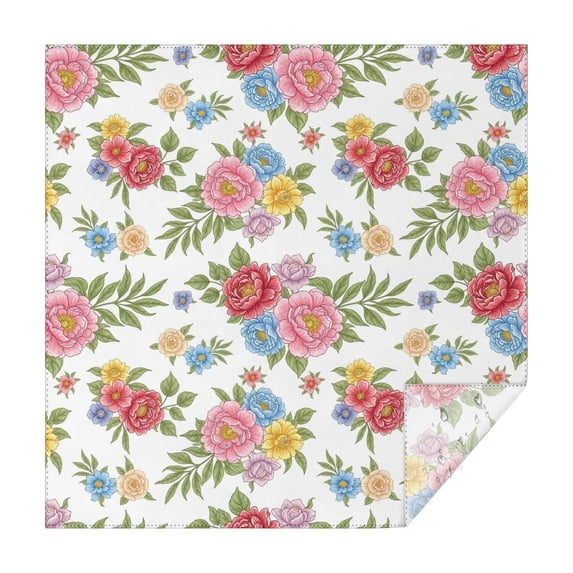 Pioneer Flower Floral Print Pattern Square Tablecloth, Waterproof Wipeable Spillproof Washable Table Cover for Home Kitchen Party Decor, 52"x52"