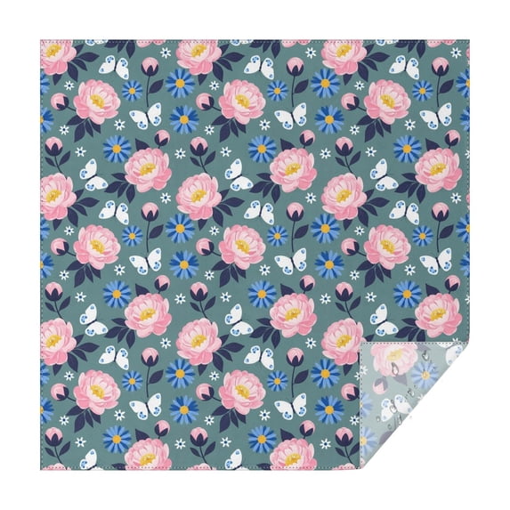 Pioneer Flower Floral Print Pattern Square Tablecloth, Waterproof Wipeable Spillproof Washable Table Cover for Home Kitchen Party Decor, 52"x52"