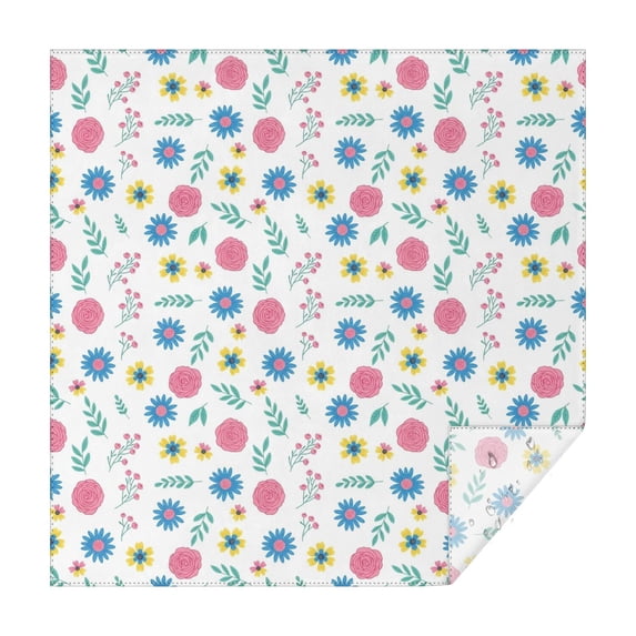 Pioneer Flower Floral Print Pattern Square Tablecloth, Waterproof Wipeable Spillproof Washable Table Cover for Home Kitchen Party Decor, 52"x52"