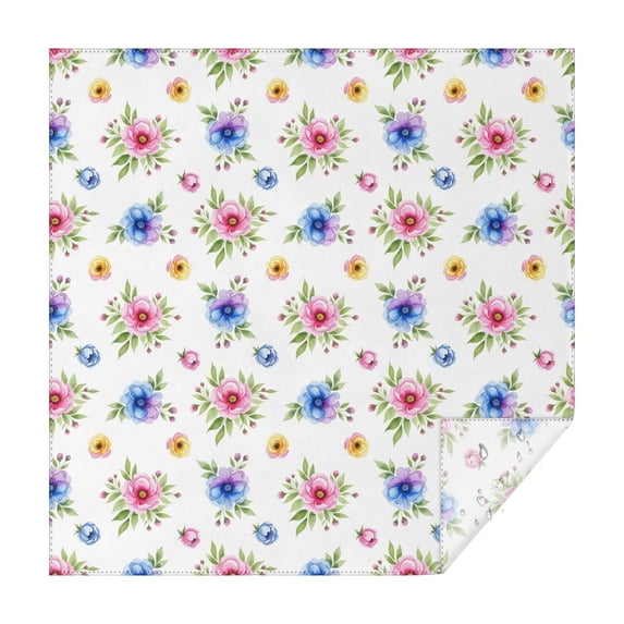 Pioneer Flower Floral Print Pattern Square Tablecloth, Waterproof Wipeable Spillproof Washable Table Cover for Home Kitchen Party Decor, 52"x52"