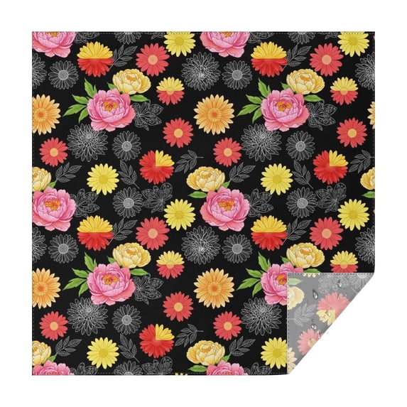 Pioneer Flower Floral Print Pattern Square Tablecloth, Waterproof Wipeable Spillproof Washable Table Cover for Home Kitchen Party Decor, 52"x52"