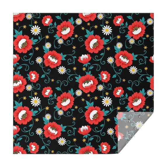 Pioneer Flower Floral Print Pattern Square Tablecloth, Waterproof Wipeable Spillproof Washable Table Cover for Home Kitchen Party Decor, 52"x52"