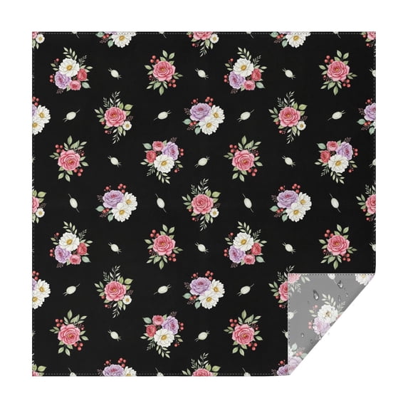 Pioneer Flower Floral Print Pattern Square Tablecloth, Waterproof Wipeable Spillproof Washable Table Cover for Home Kitchen Party Decor, 52"x52"