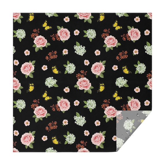 Pioneer Flower Floral Print Pattern Square Tablecloth, Waterproof Wipeable Spillproof Washable Table Cover for Home Kitchen Party Decor, 52"x52"