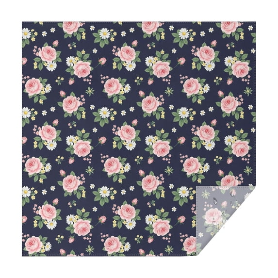 Pioneer Flower Floral Print Pattern Square Tablecloth, Waterproof Wipeable Spillproof Washable Table Cover for Home Kitchen Party Decor, 52"x52"